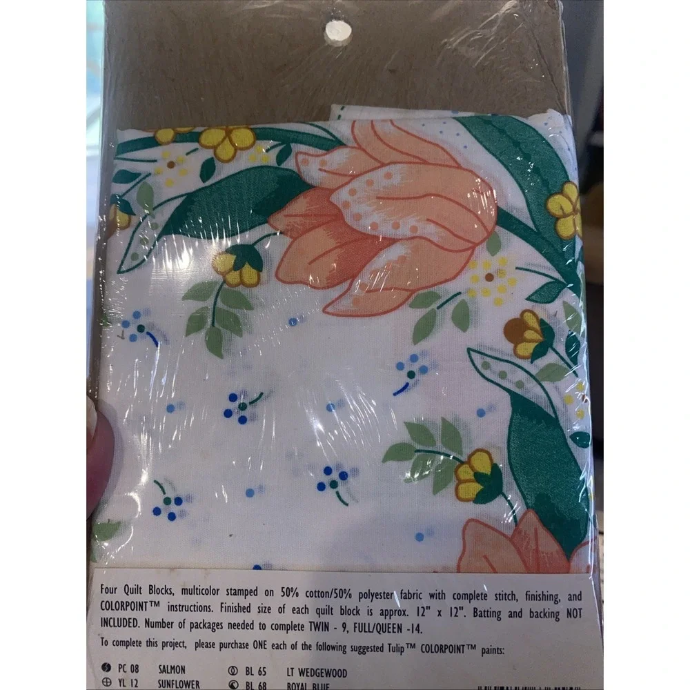 Bucilla Colorpoint Paintstitching Set of 4 Quilt Blocks Tulip Rondo 03629 Vtg